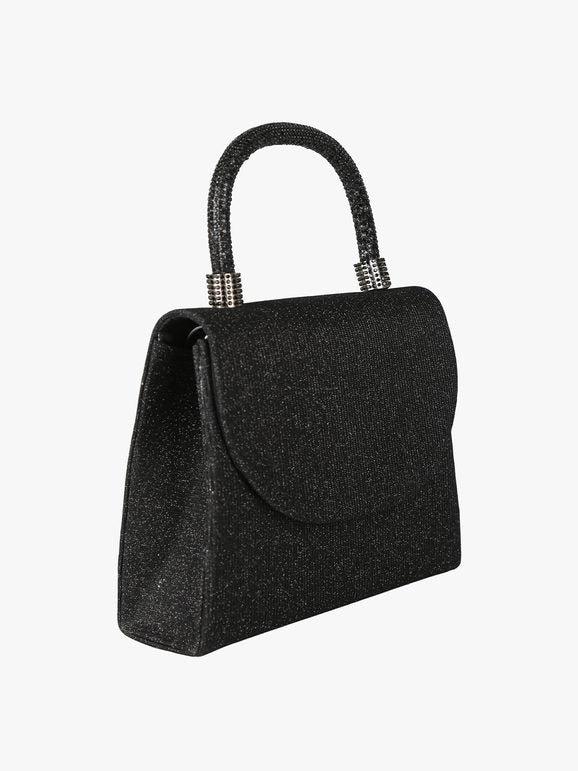 Borsa elegante con lurex brillanti e manico con strass - nero Solada