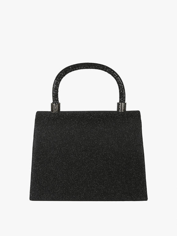 Borsa elegante con lurex brillanti e manico con strass - nero Solada