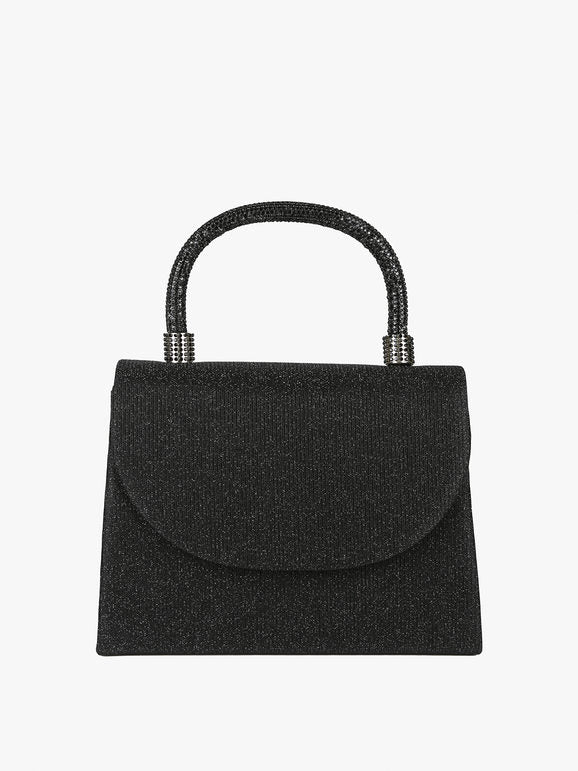 Borsa elegante con lurex brillanti e manico con strass - nero Solada
