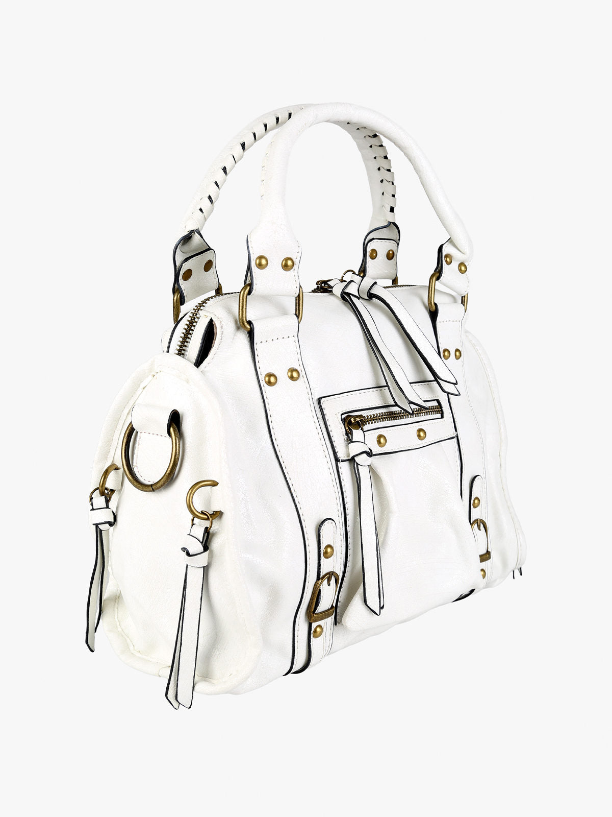 Borsa frame con doppi manici Solada — Bianco