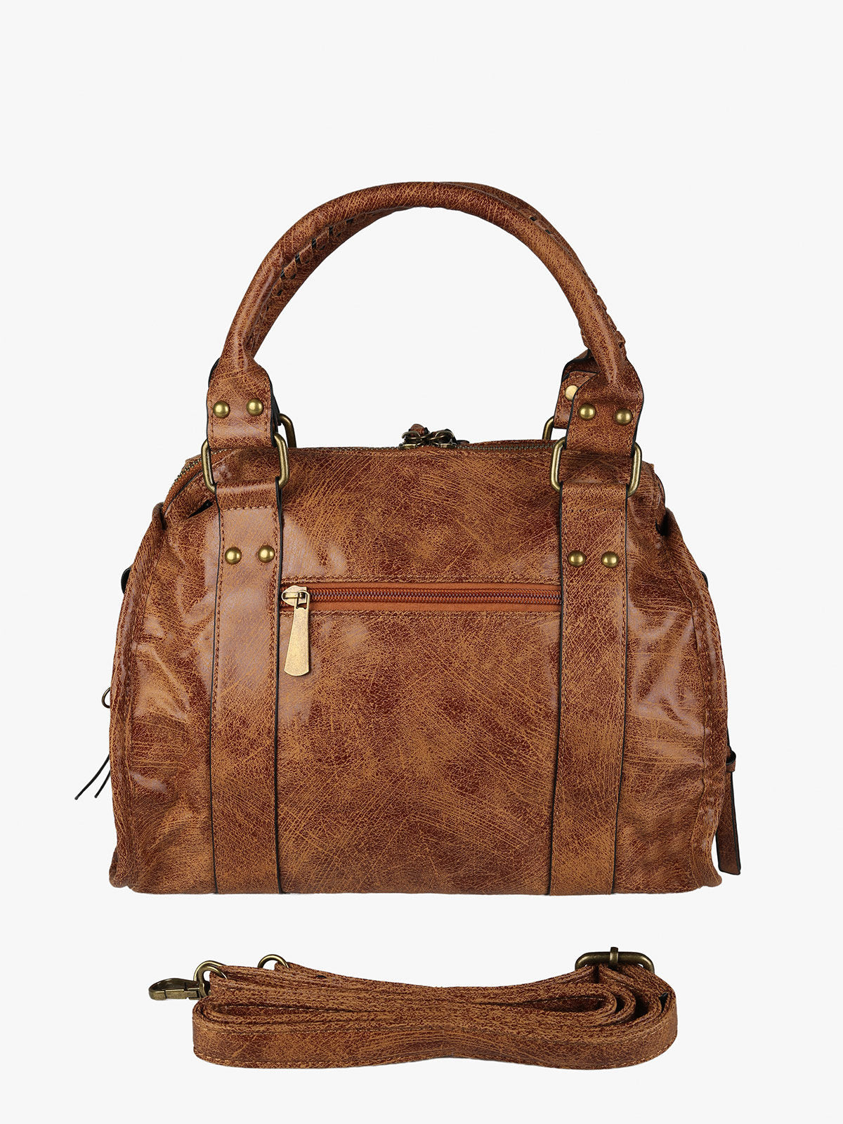 Borsa frame con doppi manici Solada — Marrone