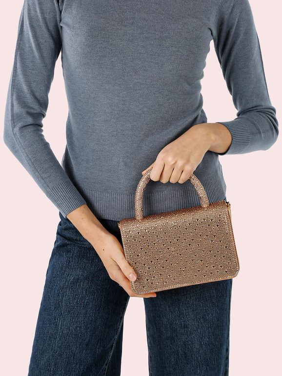 Borsa gioiello con strass - champagne Solada
