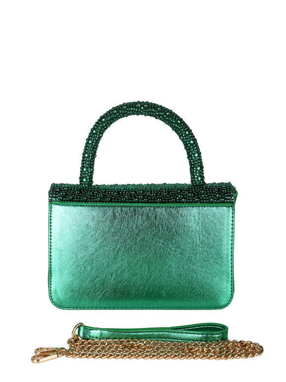 Borsa gioiello con strass - verde Solada