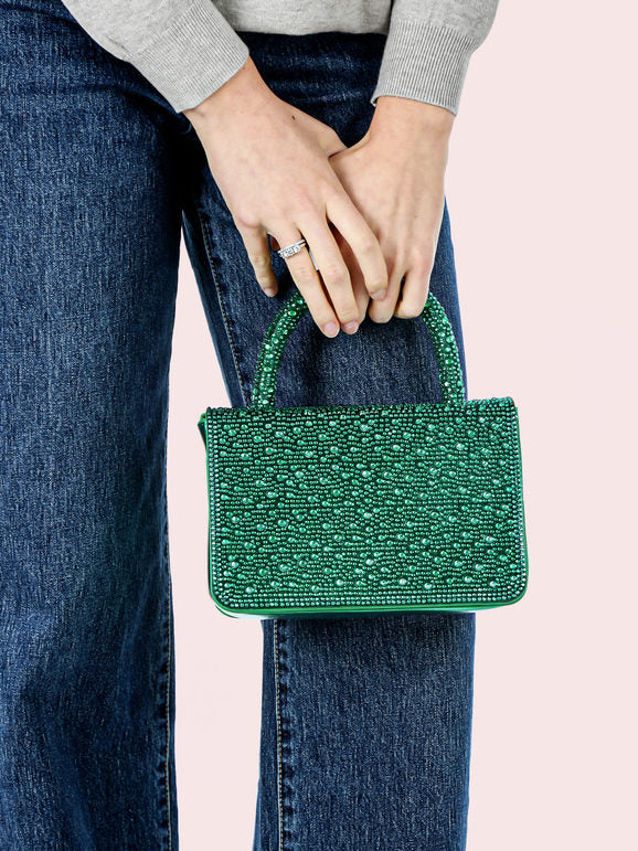 Borsa gioiello con strass - verde Solada