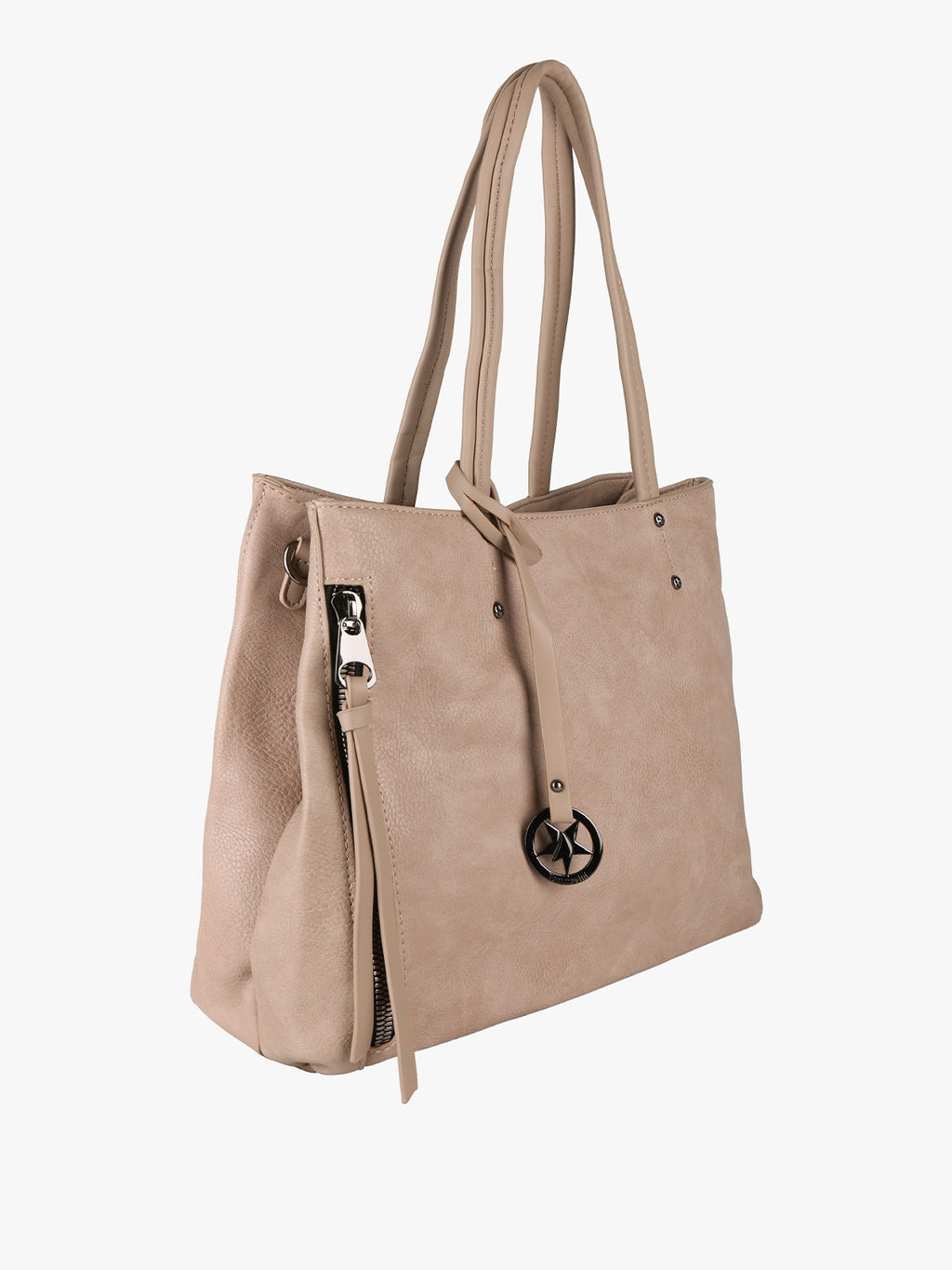 Borsa in ecopelle con doppi manici Solada — Apricot