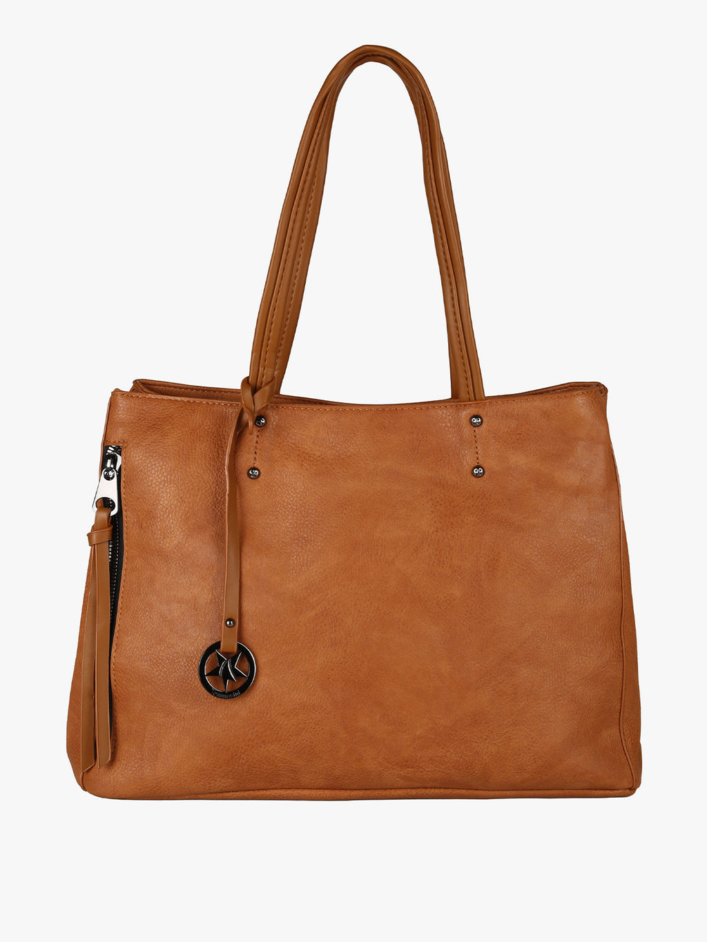 Borsa in ecopelle con doppi manici Solada — Cammello