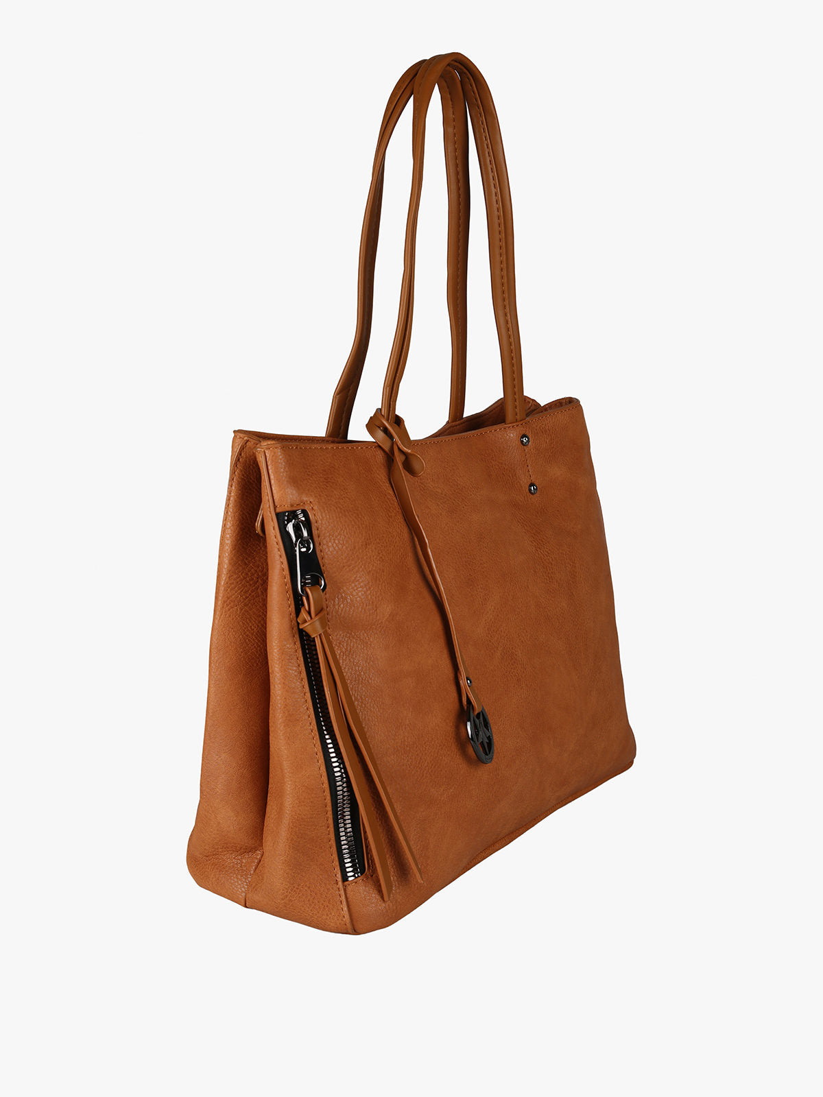 Borsa in ecopelle con doppi manici Solada — Cammello