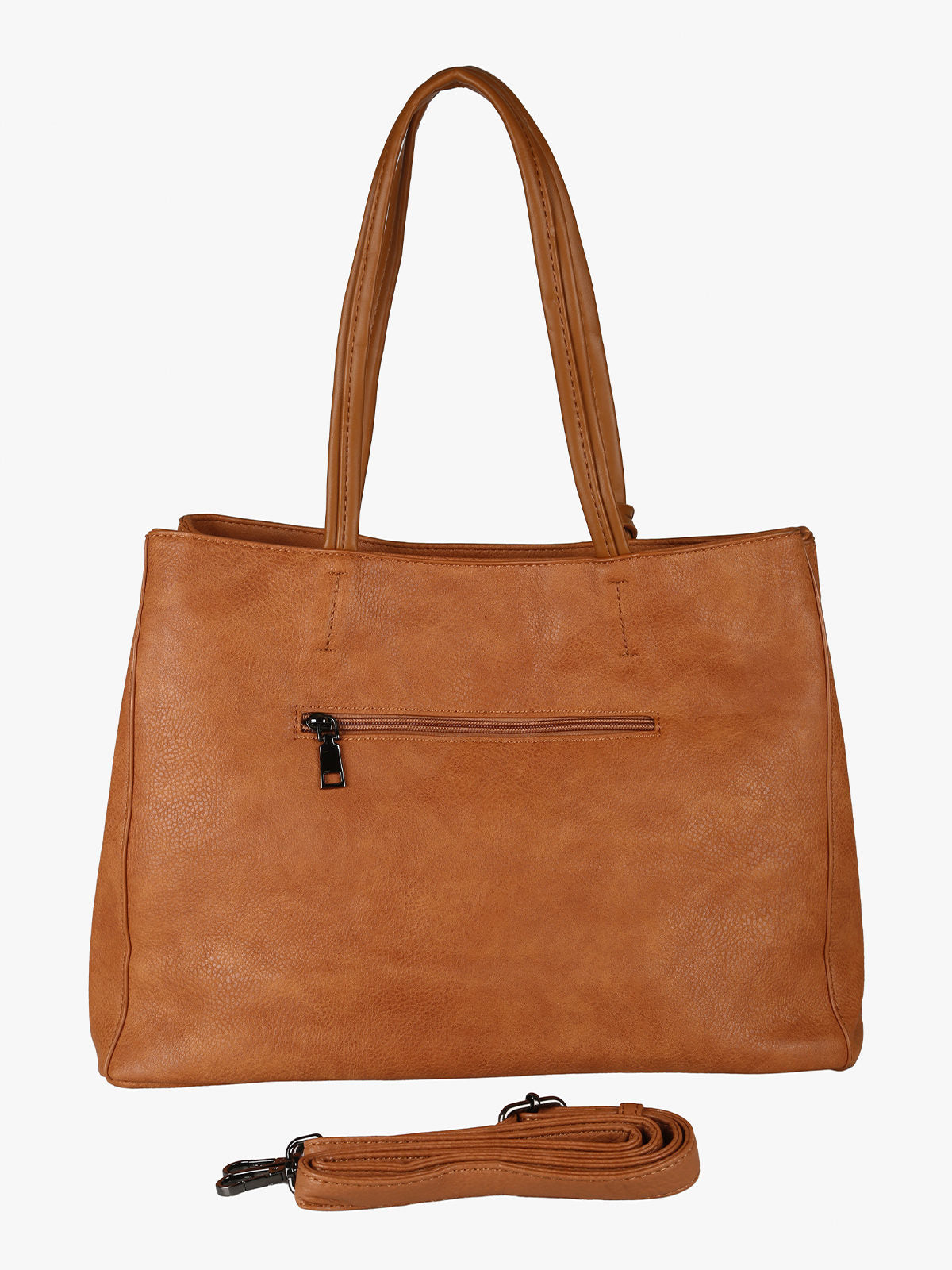Borsa in ecopelle con doppi manici Solada — Cammello
