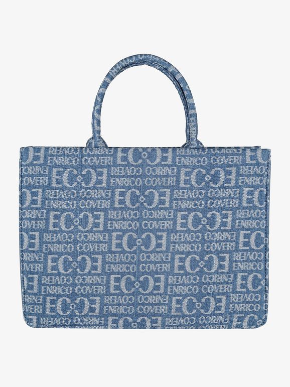 Borsa in jeans con doppi manici Enrico Coveri — Blu - immagine 1