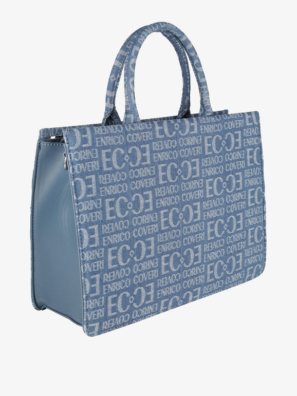 Borsa in jeans con doppi manici Enrico Coveri — Blu - immagine 2