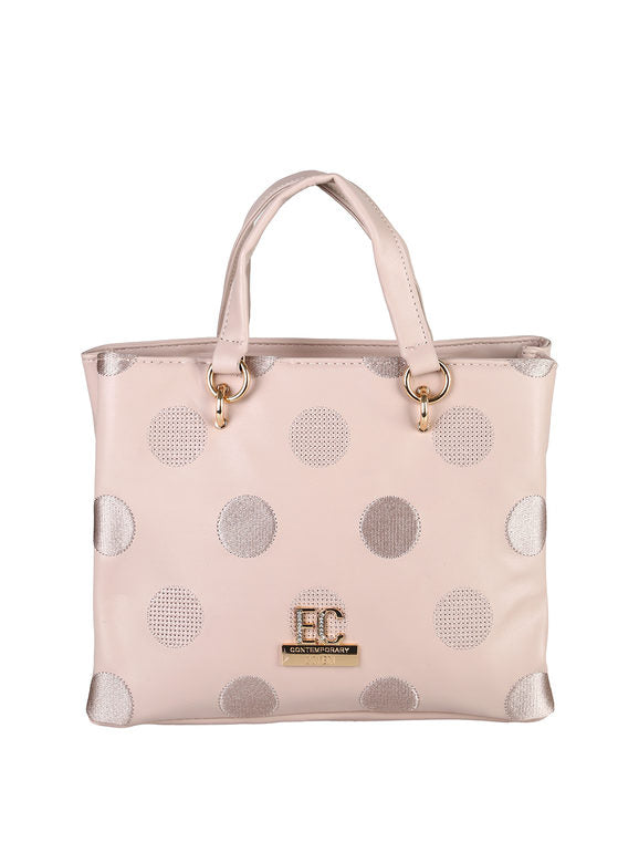 Borsa mini tote in ecopelle con logo di strass Enrico Coveri Contemporary — Cipria - immagine 4