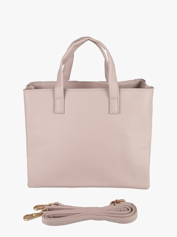 Borsa mini tote in ecopelle con logo di strass Enrico Coveri Contemporary — Cipria - immagine 3