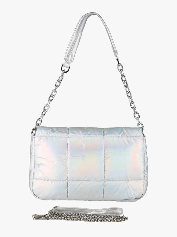Borsa puffer trapuntata con manico a catena - argento Solada