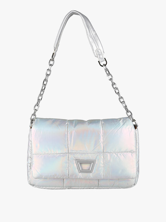 Borsa puffer trapuntata con manico a catena - argento Solada