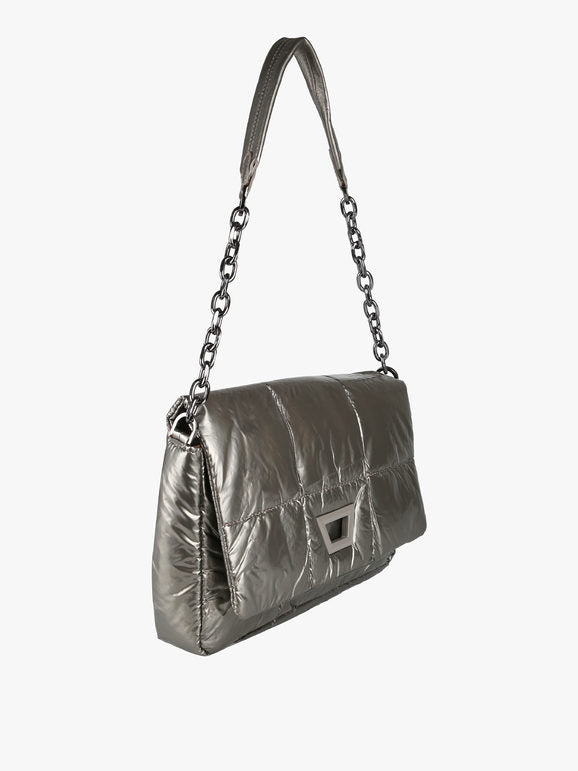 Borsa puffer trapuntata con manico a catena - bronzo Solada