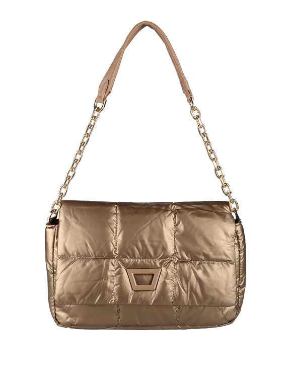Borsa puffer trapuntata con manico a catena - marrone Solada