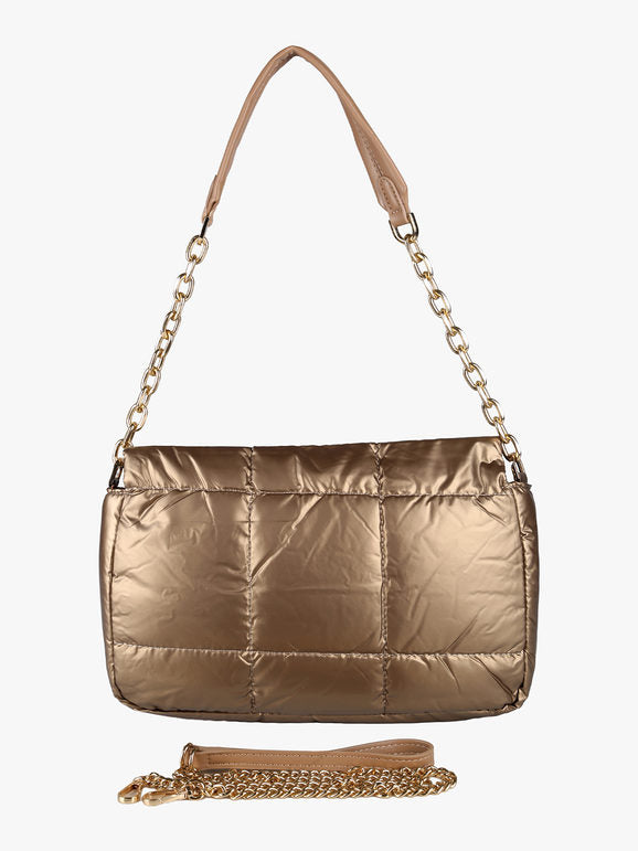 Borsa puffer trapuntata con manico a catena - marrone Solada