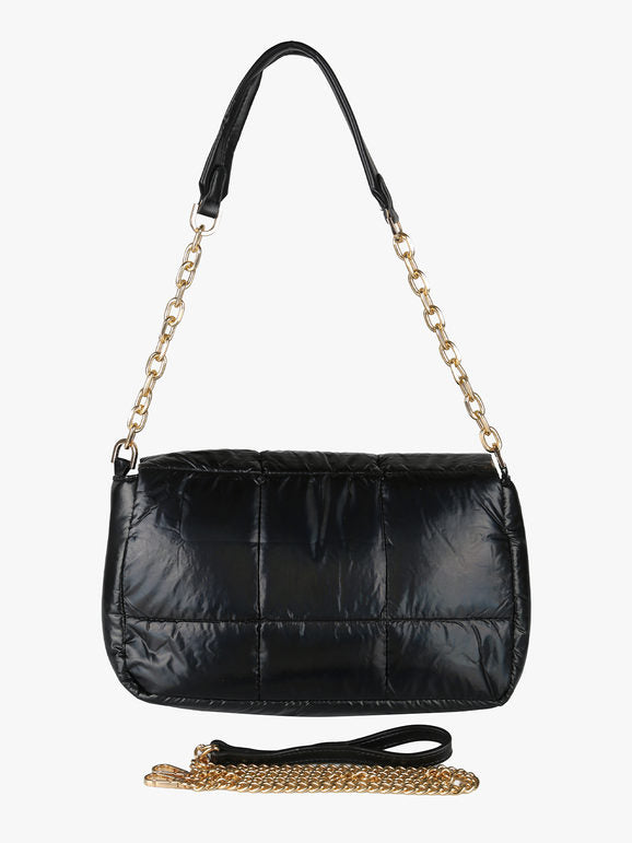 Borsa puffer trapuntata con manico a catena - nero Solada