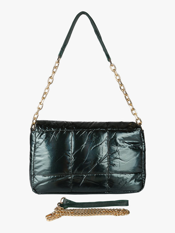Borsa puffer trapuntata con manico a catena Solada — Verde - immagine 3