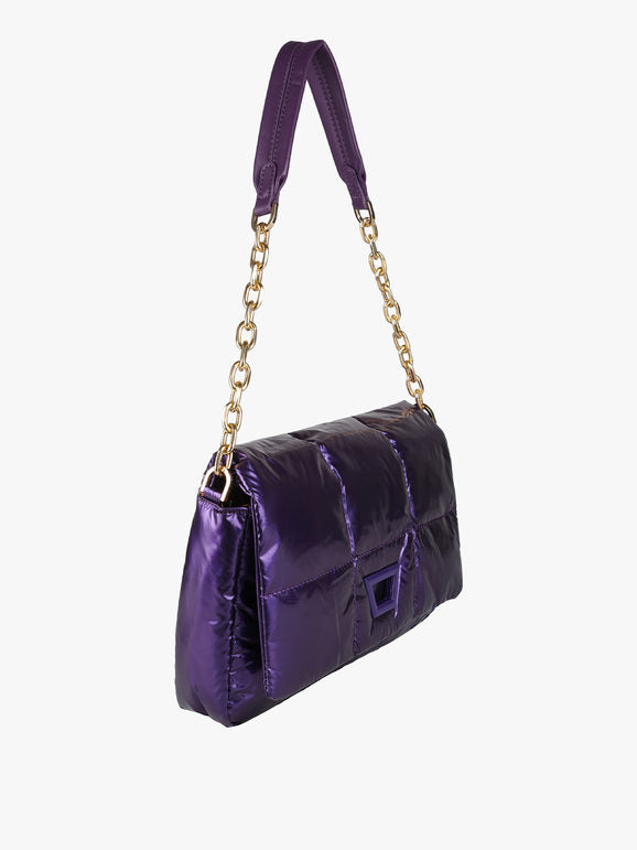 Borsa puffer trapuntata con manico a catena Solada — Viola - immagine 2
