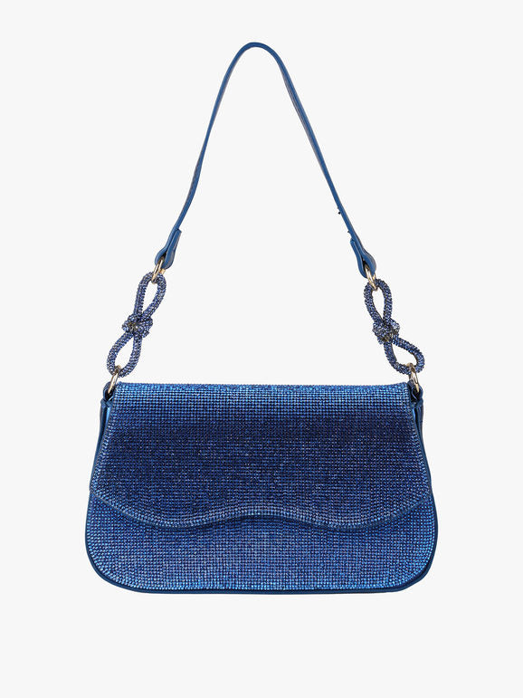 Borsa rigida con strass - blu Solada