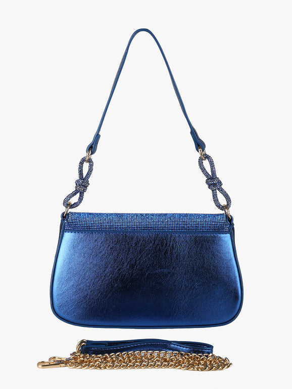 Borsa rigida con strass - blu Solada