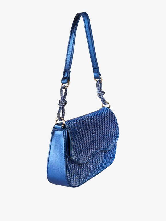 Borsa rigida con strass - blu Solada