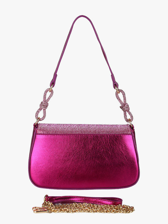 Borsa rigida con strass - fucsia Solada