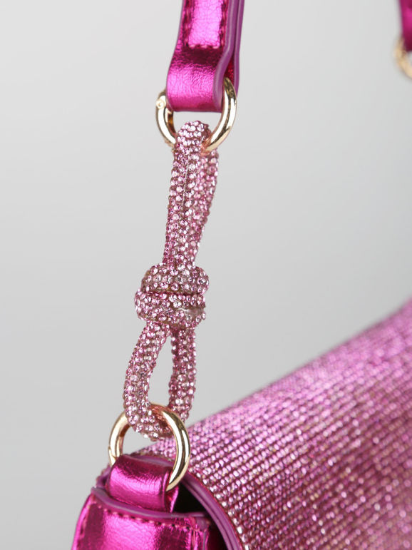 Borsa rigida con strass - fucsia Solada