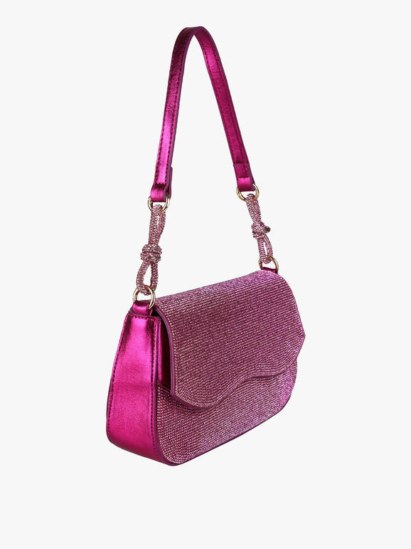 Borsa rigida con strass - fucsia Solada