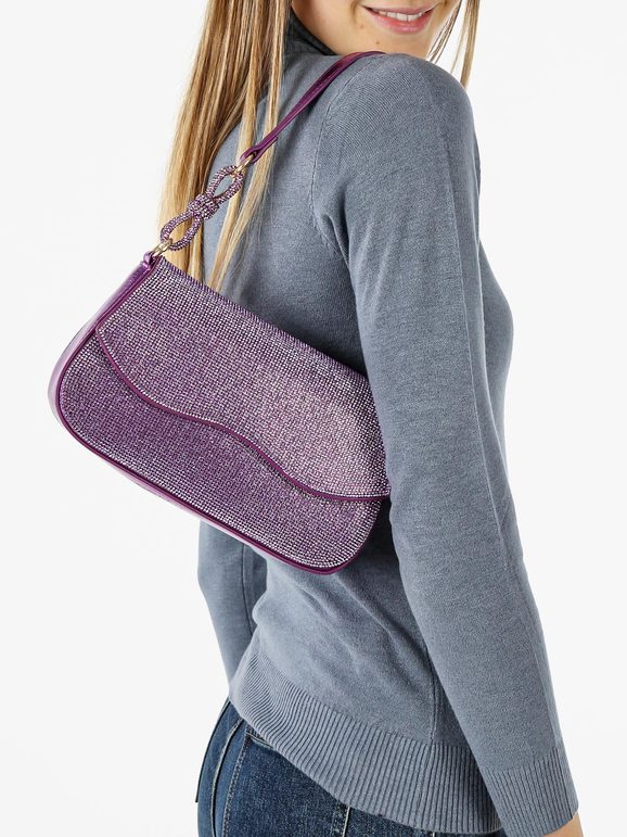 Borsa rigida con strass - lilla Solada