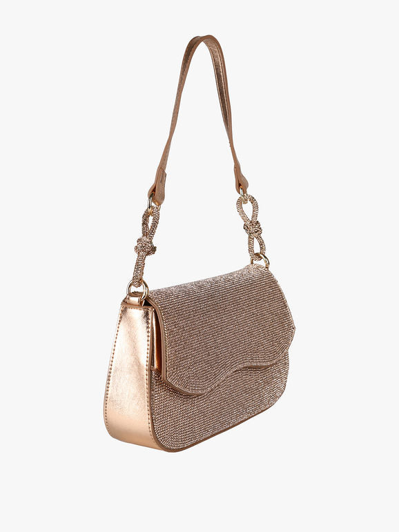 Borsa rigida con strass - oro Solada