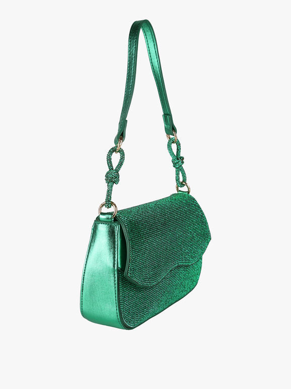 Borsa rigida con strass - verde Solada