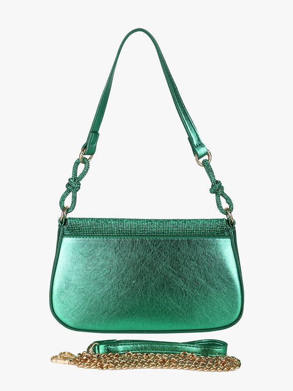 Borsa rigida con strass - verde Solada