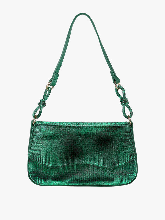 Borsa rigida con strass - verde Solada