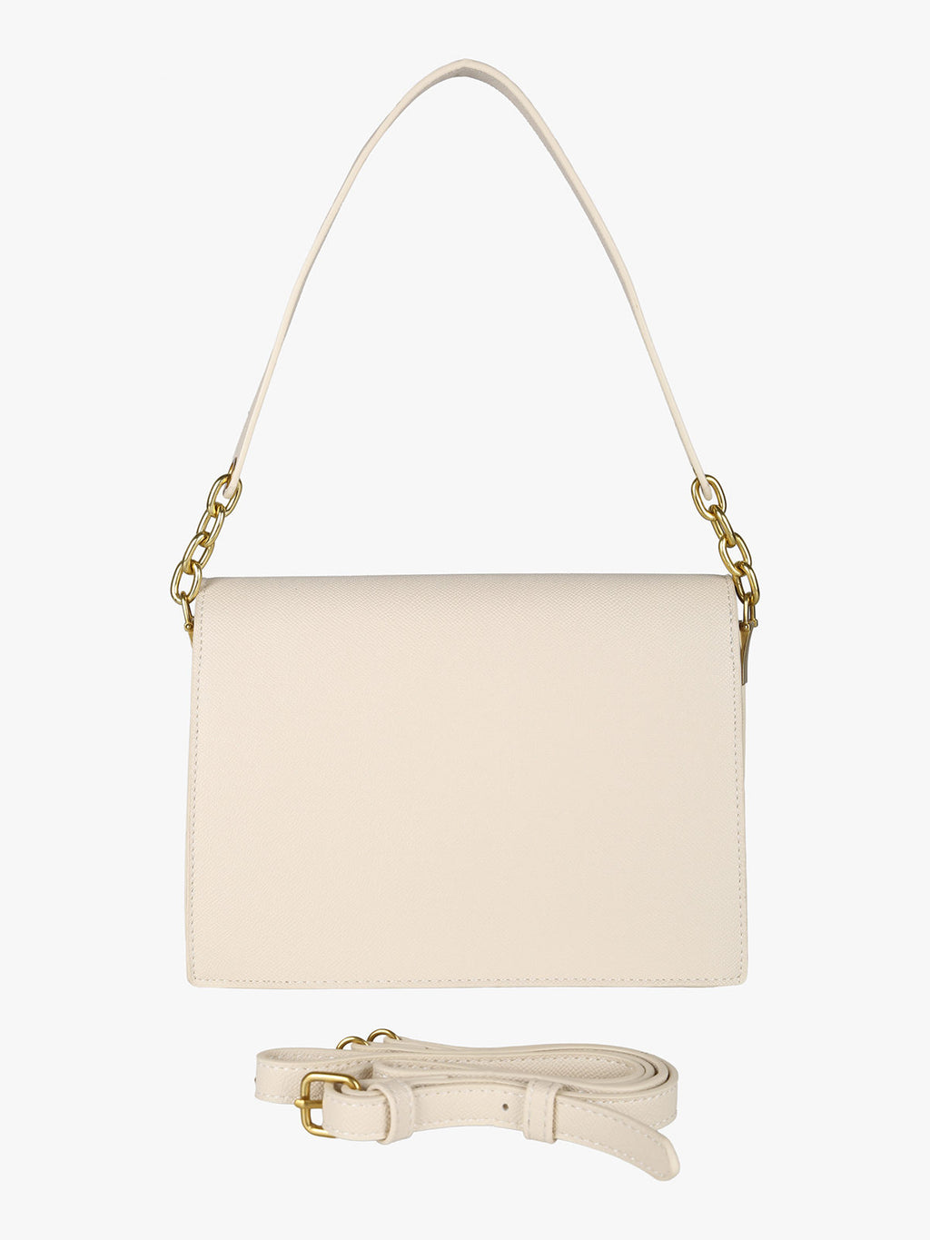 Borsa rigida in ecopelle con patta Enrico Coveri — Beige