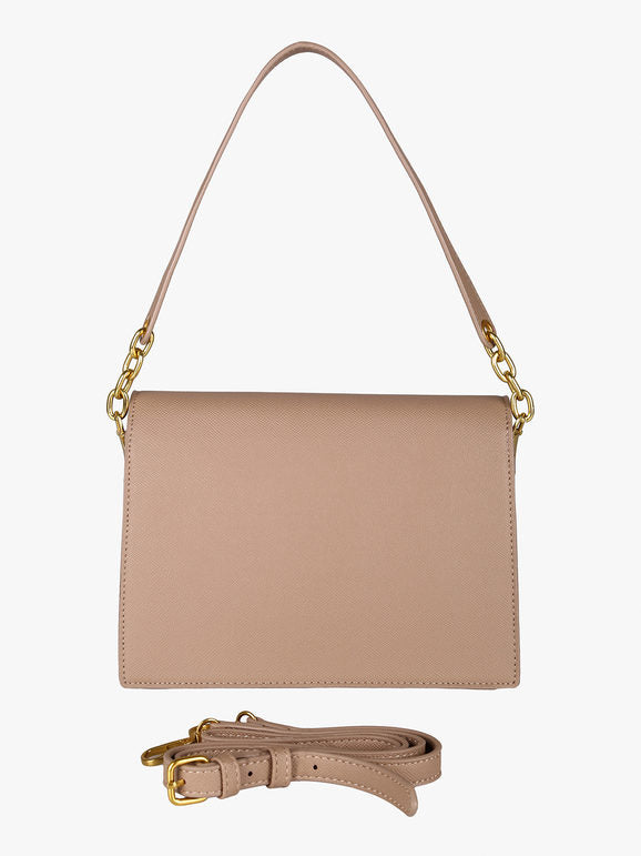 Borsa rigida in ecopelle con patta Enrico Coveri — Khaki - immagine 3