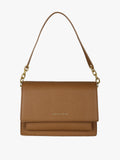 Borsa rigida in ecopelle con patta Enrico Coveri — Marrone