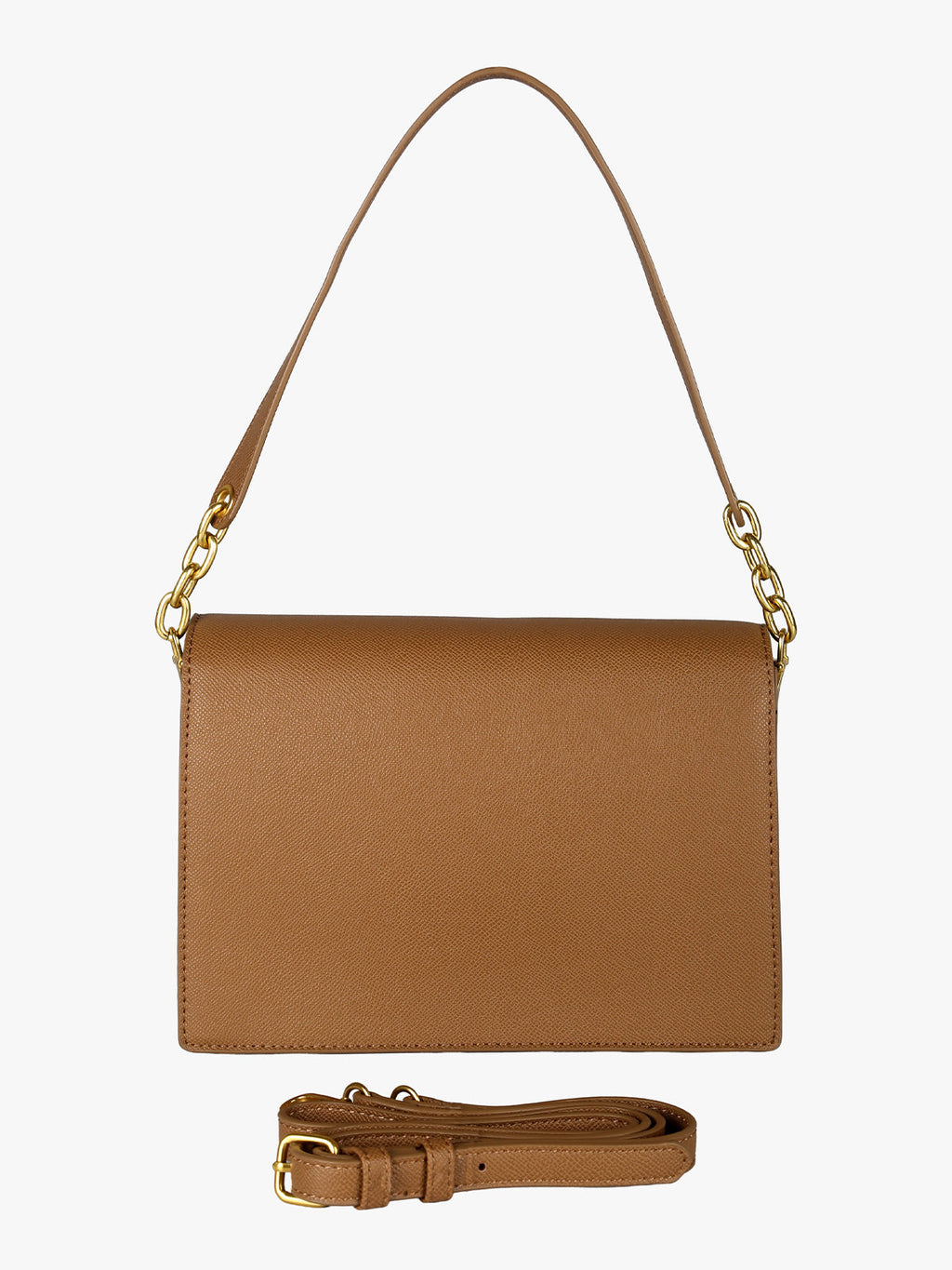 Borsa rigida in ecopelle con patta Enrico Coveri — Marrone