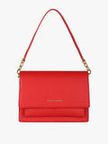 Borsa rigida in ecopelle con patta Enrico Coveri — Rosso