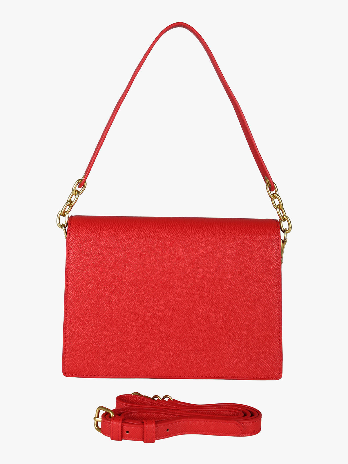 Borsa rigida in ecopelle con patta Enrico Coveri — Rosso