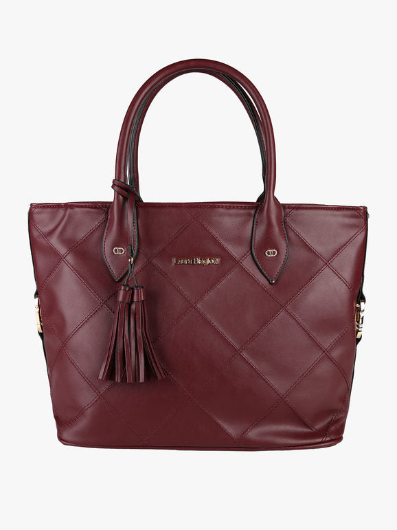 Borsa tote con trama a rombi Laura Biagiotti — Bordeaux - immagine 1