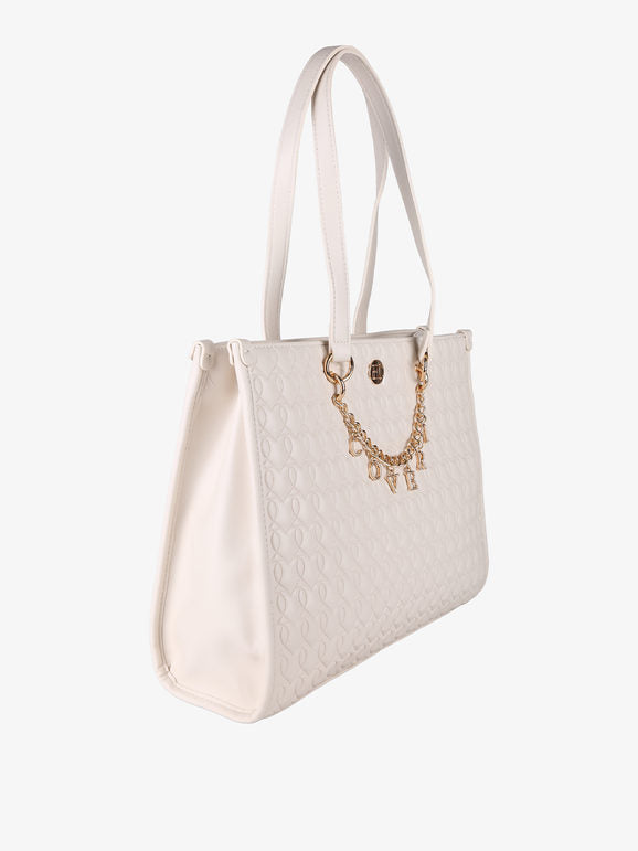 Borsa trapuntata con ciondoli Enrico Coveri Contemporary — Panna - immagine 2