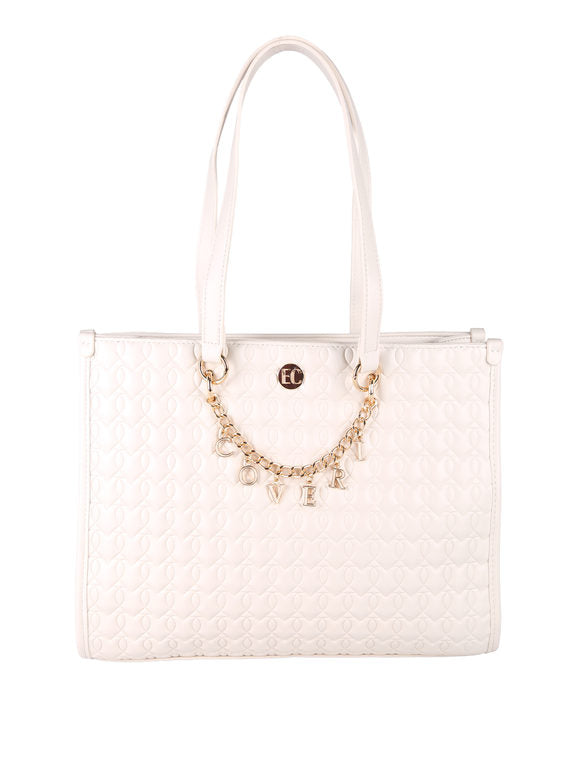 Borsa trapuntata con ciondoli Enrico Coveri Contemporary — Panna - immagine 4