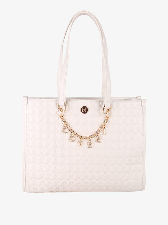 Borsa trapuntata con ciondoli Enrico Coveri Contemporary — Panna - immagine 1
