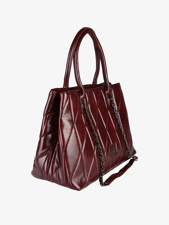 Borsa trapuntata con doppi manici You Young Coveri — Bordeaux - immagine 2