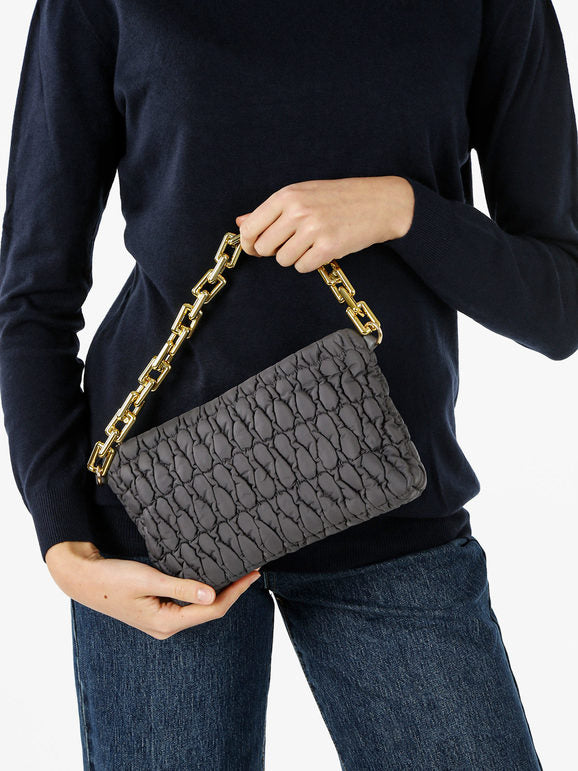 Borsa trapuntata con tracolla - grigio scuro Solada