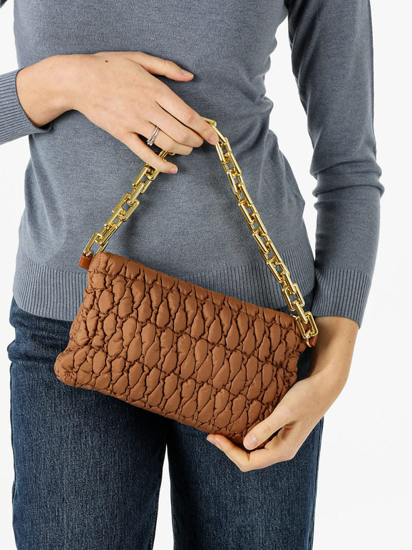 Borsa trapuntata con tracolla - marrone Solada