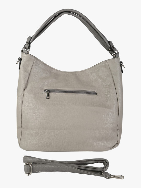 Borsa hobo in ecopelle Solada — Grigio chiaro - immagine 3