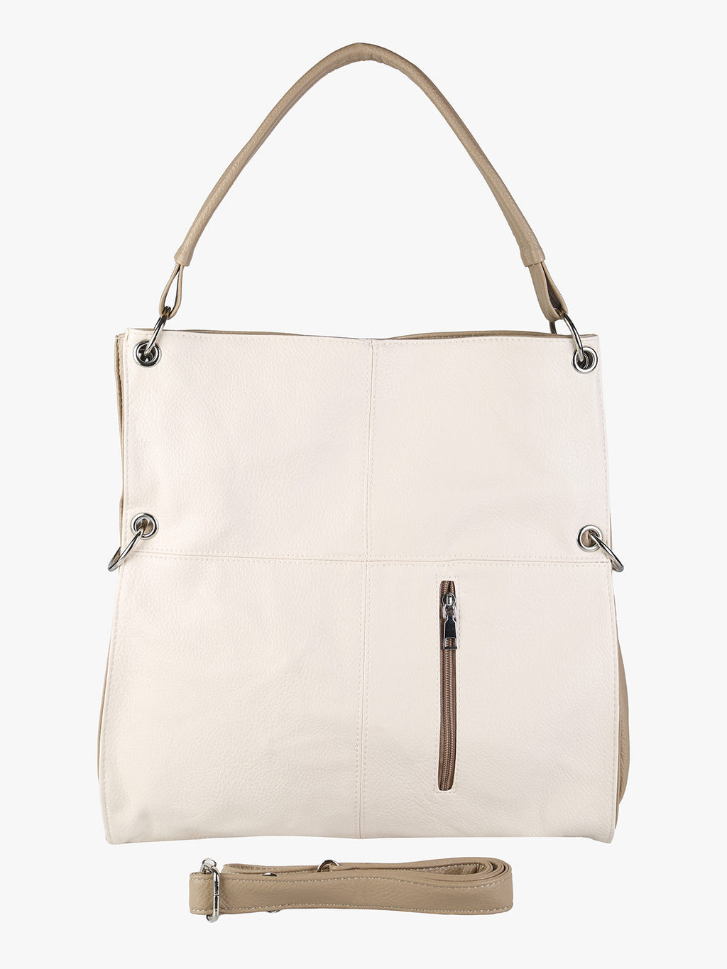 Borsa hobo in ecopelle Solada — Panna